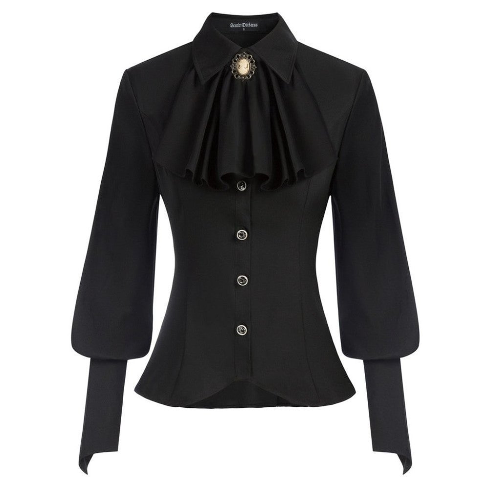 Scarlet Darkness Black Victorian Lantern Sleeve Blouse (Size: Large)